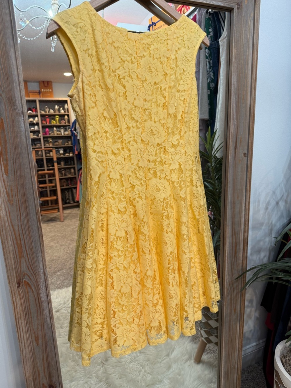 Yellow Lace Fit-and-Flare Dress